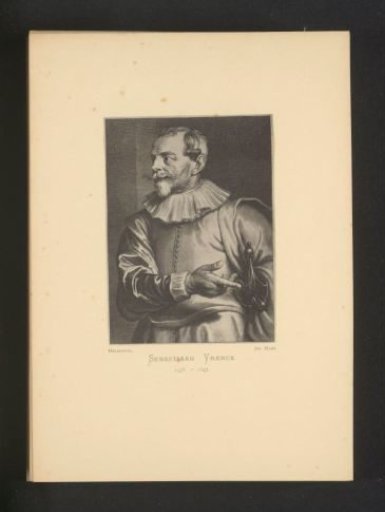 Reproduction of an engraving of a portrait of Sebastiaan Vrancx by Schelte Adamsz. Bolswert