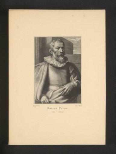 Reproduction of an engraving of a portrait of Marten Pepijn by Schelte Adamsz. Bolswert