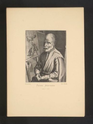 Reproduction of an engraving of a portrait of Pieter Aertsen by Hendrick Hondius