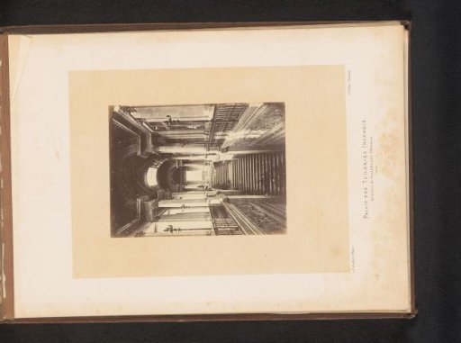 View of the grand staircase in the Palais des Tuileries in Paris after the fire by the Paris Commune