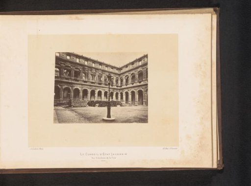 View of the courtyard of the Council of State in Paris after the fire by the Paris Commune