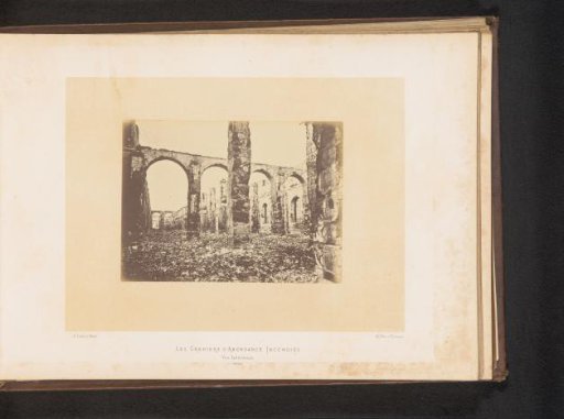 View of the interior of the grain warehouse in Paris after the fire by the Paris Commune