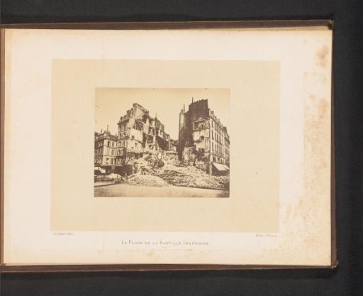 View of Place de la Bastille in Paris after the fire by the Paris Commune