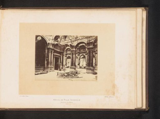 View of a hall in the Paris Town Hall after the fire by the Paris Commune