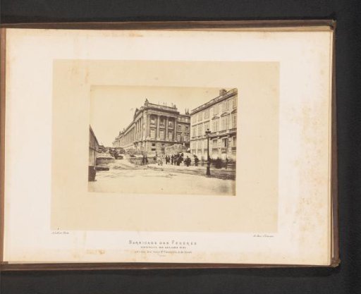 View of a barricade at the corner of Rue Saint-Florentin and Rue Rivoli in Paris during the Paris Commune