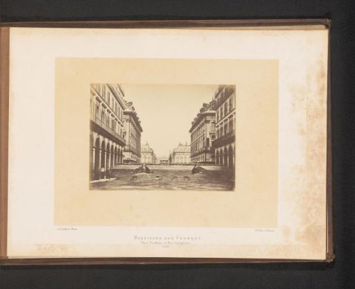 View of barricades on Place Vendôme and Rue Castiglione in Paris during the Paris Commune