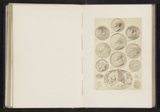 Fourteen coins, inscriptions, and a relief