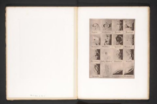 Reproduction of sixteen drawings of craters on the moon