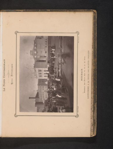 View of the Grand Place in Roubaix with visitors and a church choir