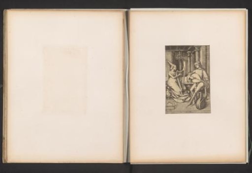 Reproduction of a print of a lute player and a harpist by Israhel van Meckenem