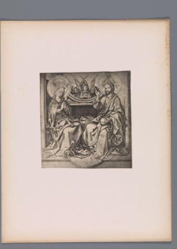 Reproduction of a print of Mary and Christ by Martin Schongauer