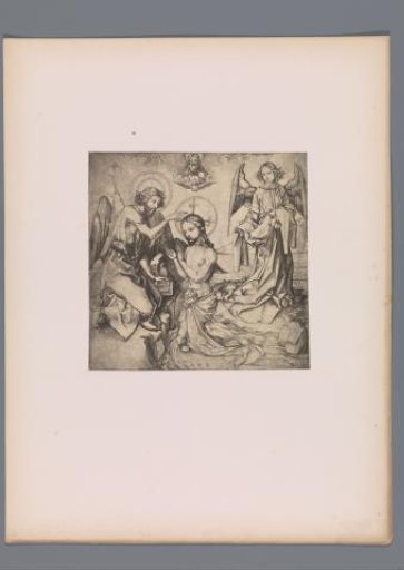 Reproduction of a print of the Baptism of Christ by Martin Schongauer