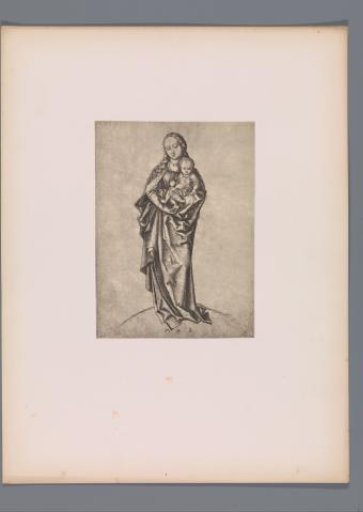 Reproduction of a print of Mary with the Christ Child by Martin Schongauer