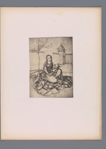 Reproduction of a print of Mary with the Christ Child by Martin Schongauer