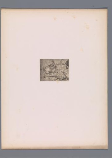 Reproduction of a print of Saint George and the Dragon by Martin Schongauer