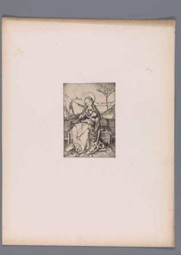Reproduction of a print of Mary with the Christ Child by Martin Schongauer
