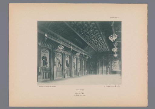 View of a Hall in Gothic Style in the Town Hall of Brussels, Belgium