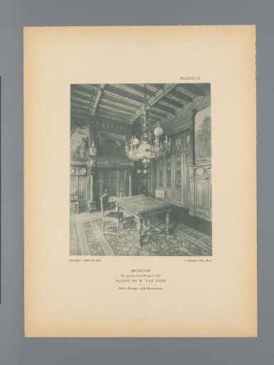 View of the dining room in Renaissance style in the house of M. van Roye in Brussels, Belgium