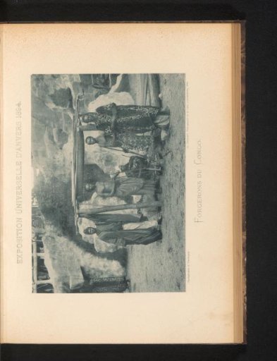 Five smiths in a reconstructed Congolese village at the World's Fair of Antwerp in 1894