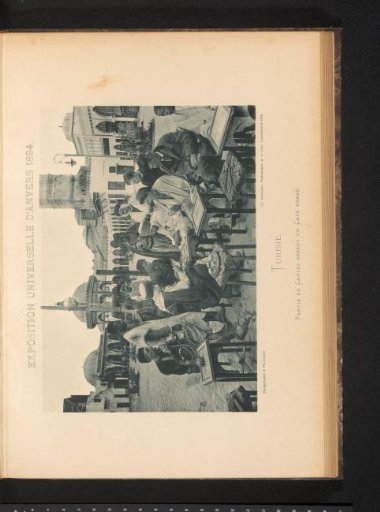 Group of Men Playing a Card Game in a Square in the Tunisian Section of the Antwerp World's Fair of 1894