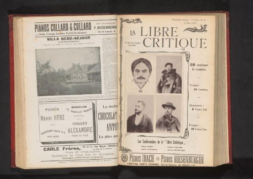 Photographic Reproduction of a Drawing and Three Portraits of Speakers at La Libre Esthétique