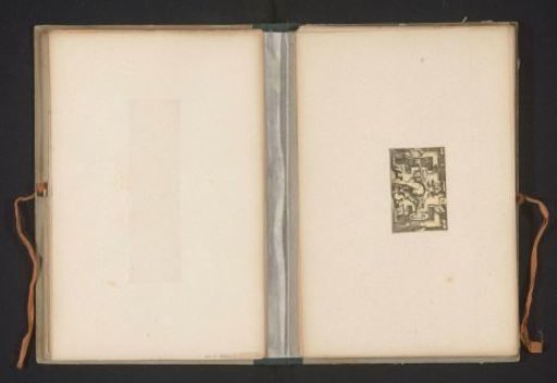 Reproduction of a print of two birds and a cupid climbing through a ring, by Hans Sebald Beham