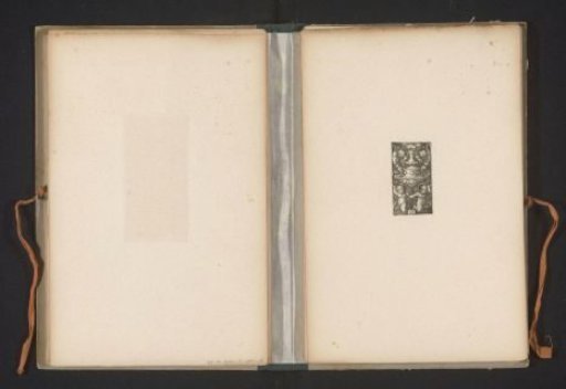 Reproduction of a print of two cupids and a vase by Hans Sebald Beham