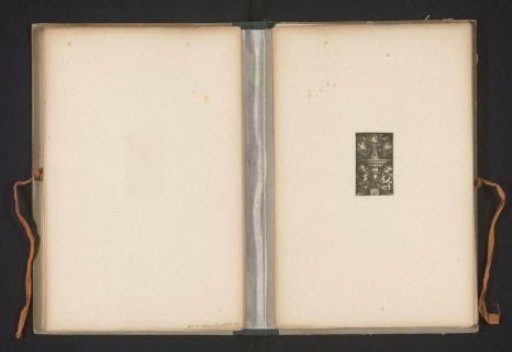 Reproduction of a print of two cupids and a vase by Hans Sebald Beham