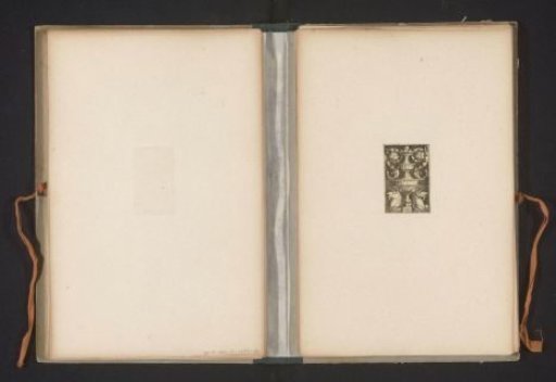 Reproduction of a print of two unicorns and a vase by Hans Sebald Beham