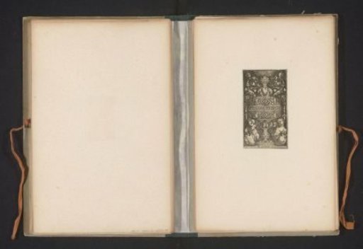 Reproduction of a print of two cupids and a vase by Hans Sebald Beham