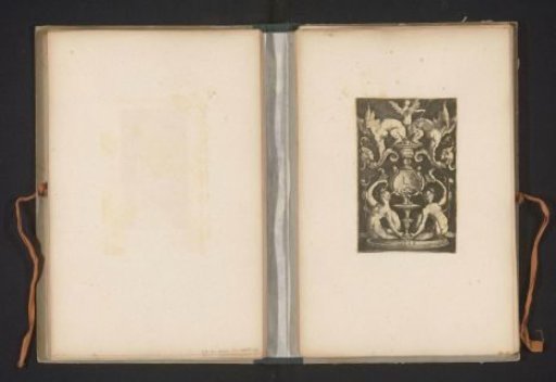 Reproduction of a print of an ornament with two sirens by Lucas van Leyden