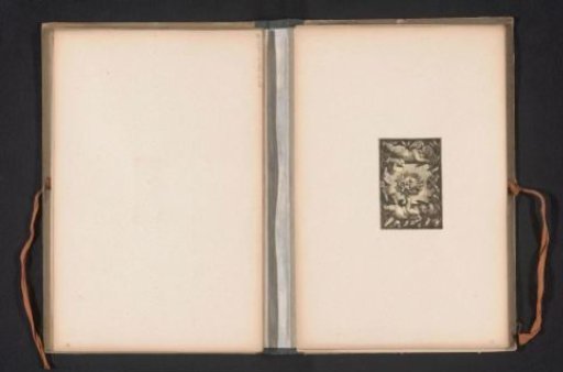 Reproduction of a print of grotesque ornaments with two cupids by Hans Sebald Beham
