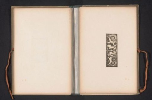 Reproduction of a print of grotesque ornaments with two cupids by Hans Sebald Beham