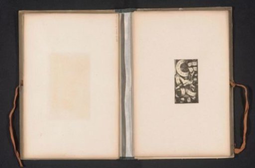 Reproduction of a print of a ribbon with the alphabet and a cupid by Hans Sebald Beham