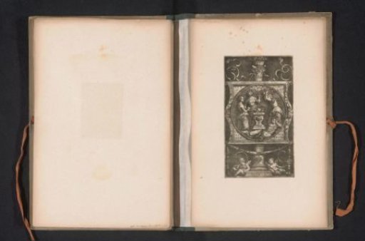 Reproduction of a print of four female allegorical figures, Hope, Misfortune, Envy and Tolerance, by Monogrammist IB