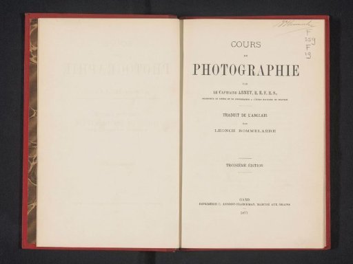 Cours de photographie / par Abney; translated from English by Léonce Rommelaere