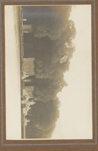 View of a lake with sculptures including Neptune