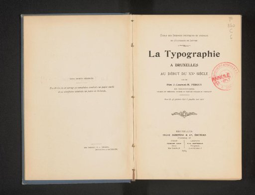 Typography in Brussels at the beginning of the 20th century / by J.-Laurent-M. Perquy