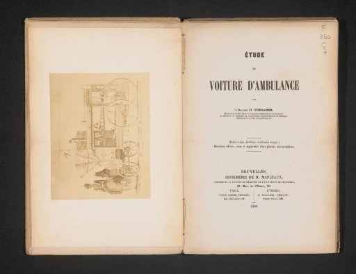 Photoreproduction of a drawing or print of an ambulance