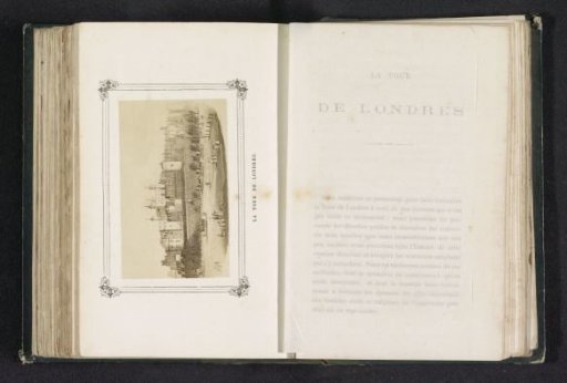 Photographic reproduction of a drawing depicting a view of the Tower of London
