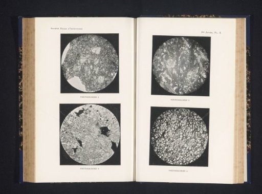 Four cross-sections of meteorites and sandstone
