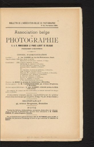 Bulletin / Association belge de photographie