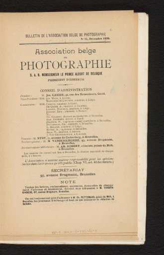 Bulletin / Association belge de photographie
