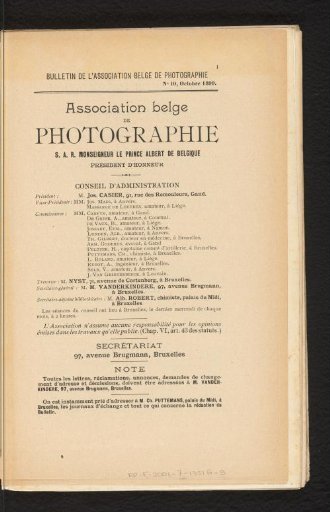 Bulletin / Association belge de photographie