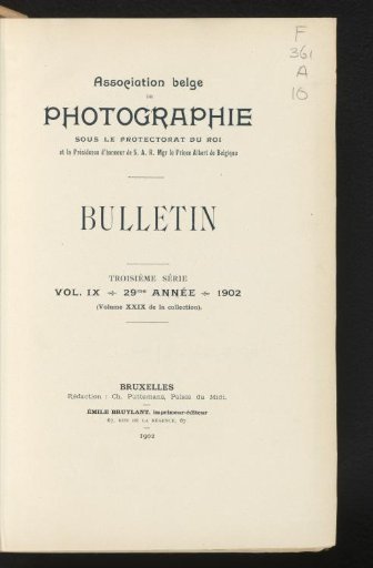 Bulletin / Association belge de photographie