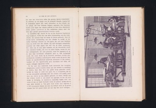Reproduction of an Engraving of Four Men Working with a Double Cylinder Press by Charles Laplante
