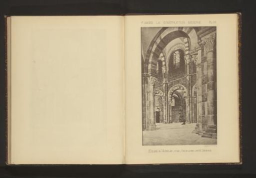 Reproduction of a watercolour of a view of the nave of the Basilica Sainte-Marie-Madeleine of Vézelay, France