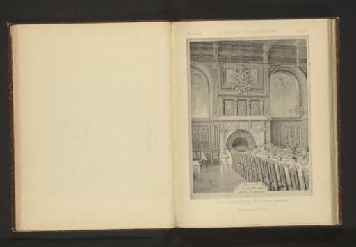 Reproduction of a print of a dining room in a hotel in Menton by H. Toussaint
