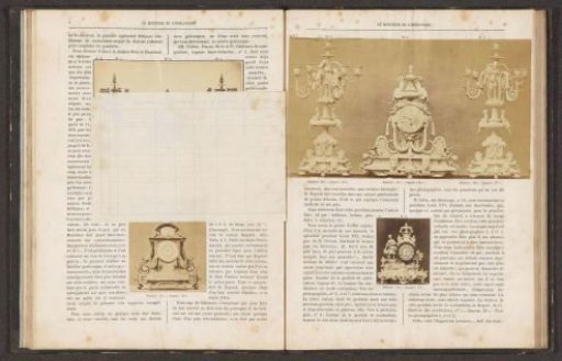Two depictions of clocks and candlesticks