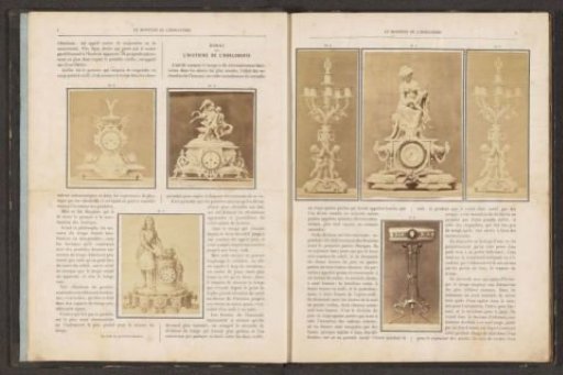 Two candlesticks, a clock and a plant stand